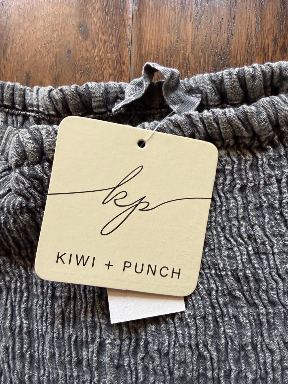 NWT! kiwi + punch Gray Two-Piece Ruffle Set - Off-Shoulder Top & Skirt, size lg - Picture 4 of 7